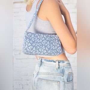Brandy Melville Blue and White Floral Shoulder Bag